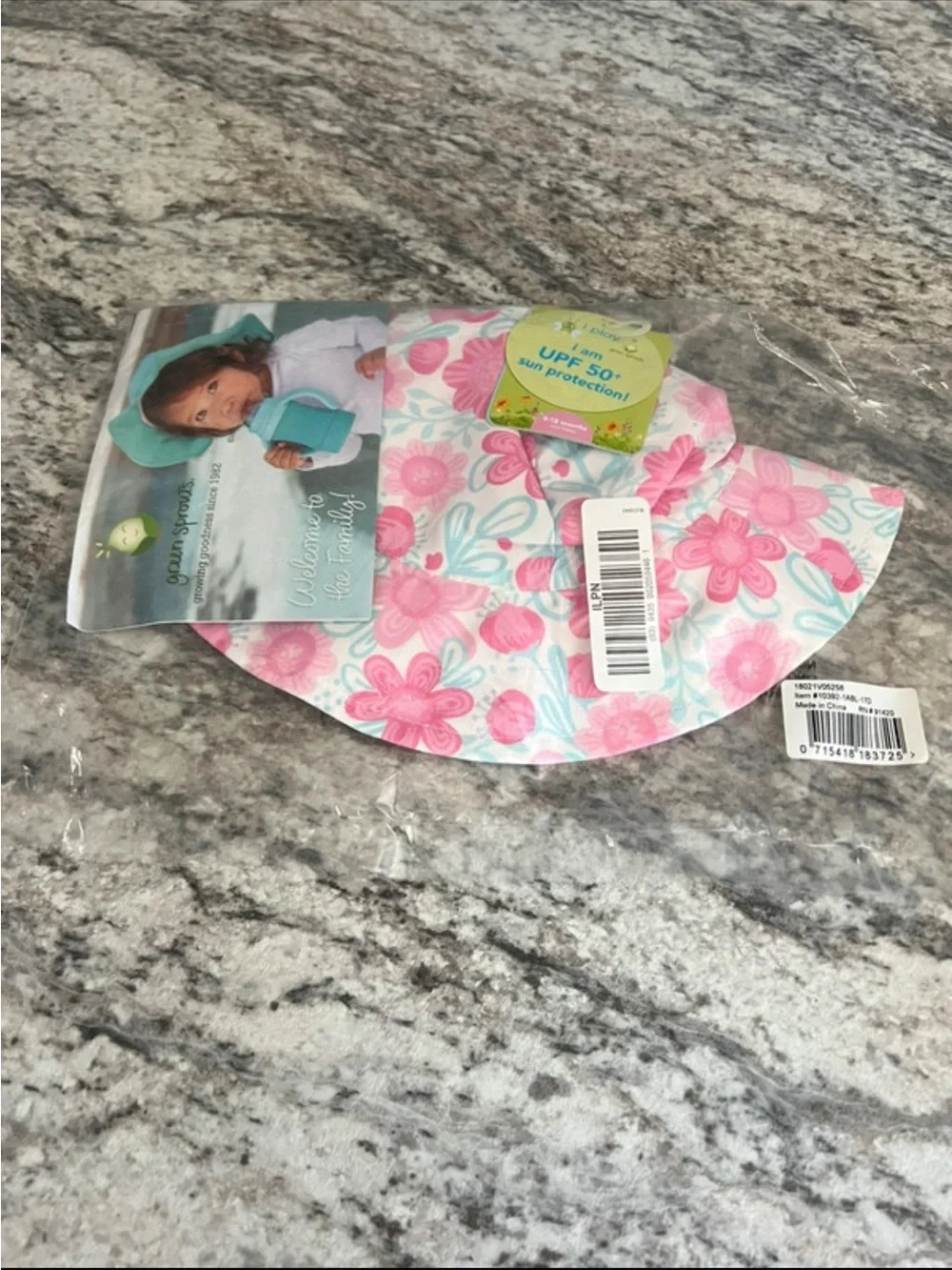 I Play Pink Floral Sun Hat 9-18 months